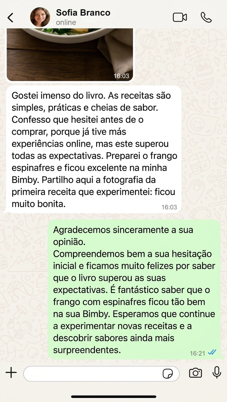 Testemunho de resultado com as receitas keto para a Bimby